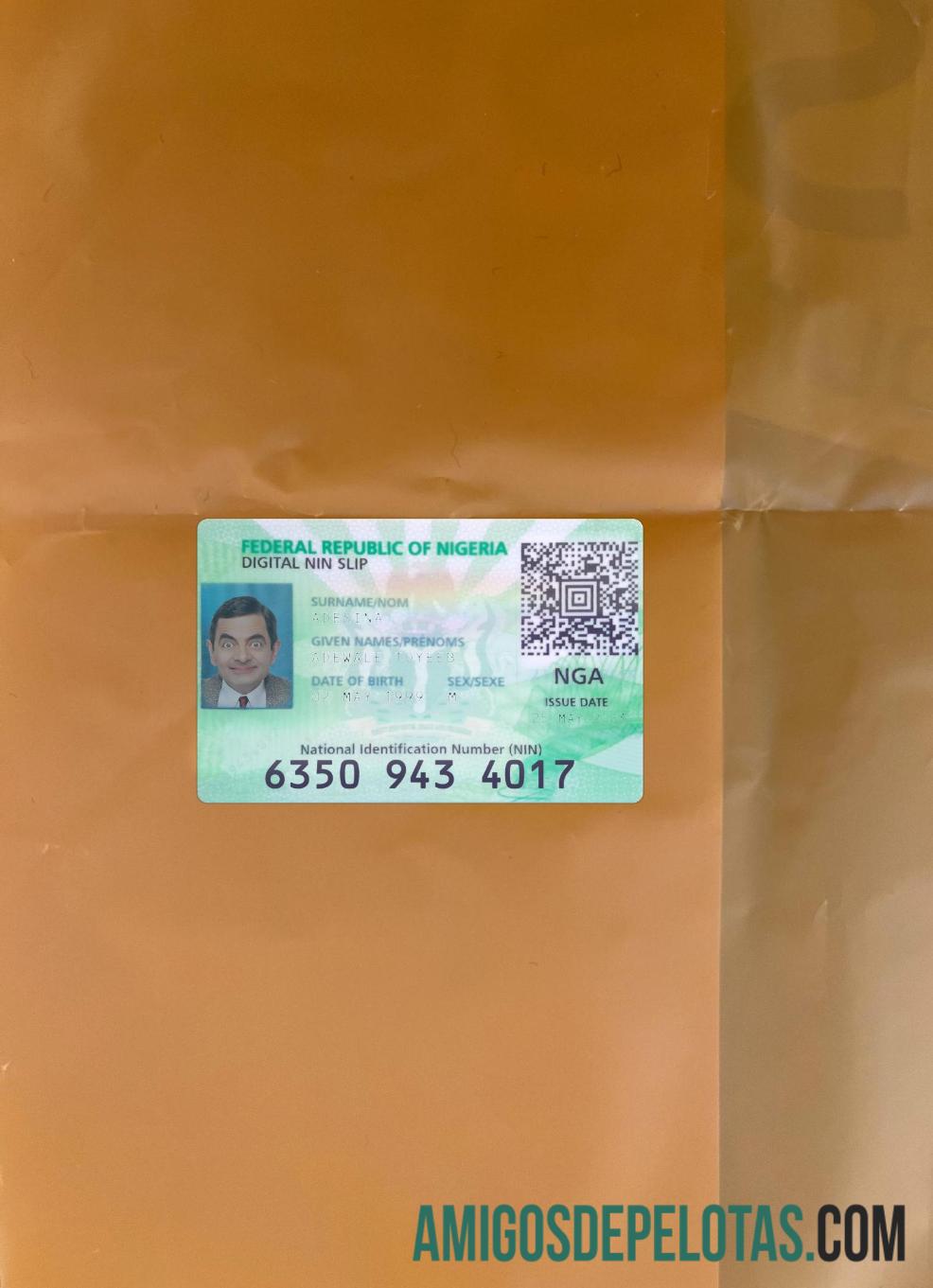 Nigeria Digital ID Card 2023 Present olhar de foto frente modelo